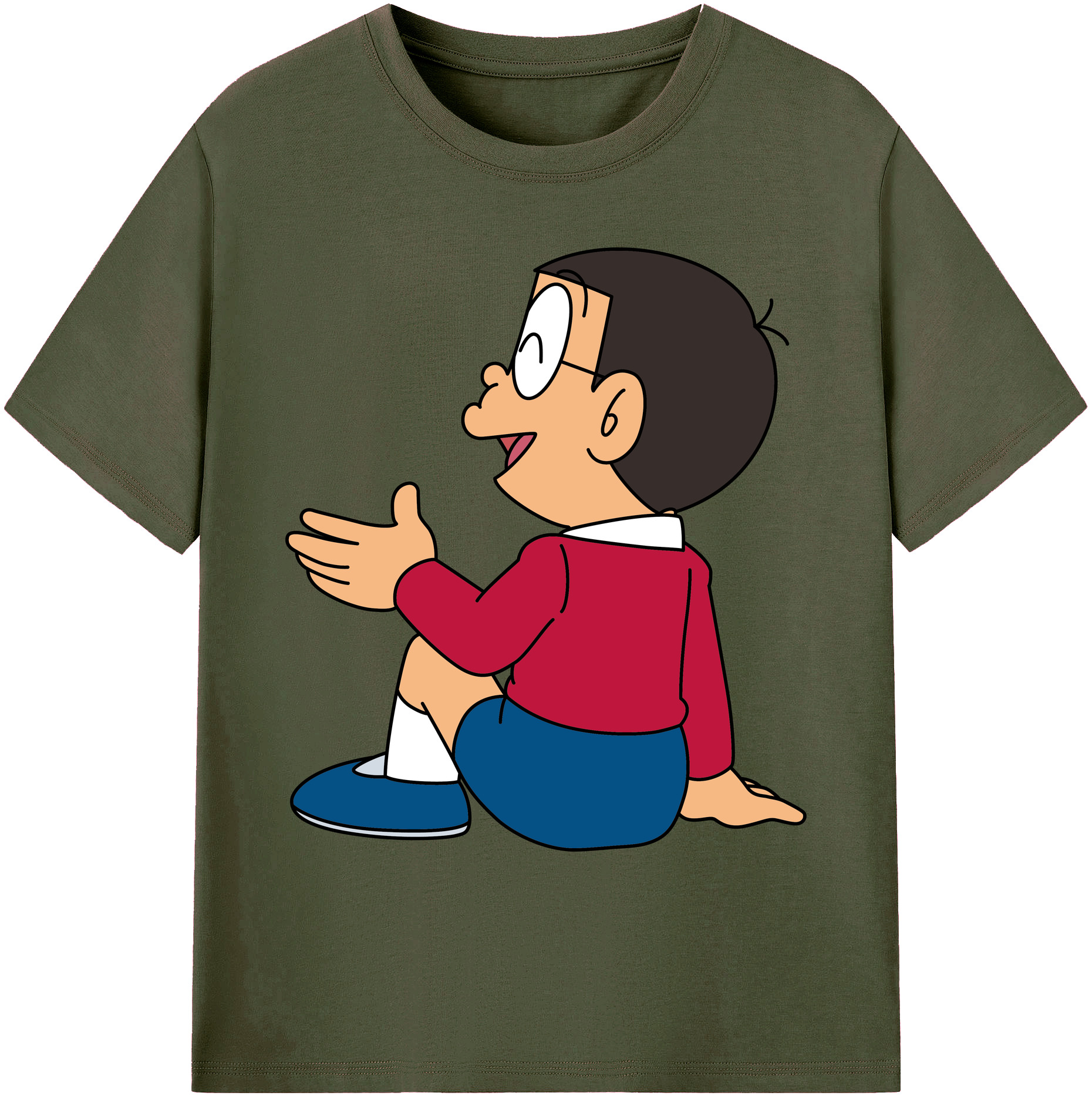 （画像用） ドラえもん 野比 のび太 Doraemon Nobita Nobi 綿100％ メンズ半袖Tシャツ｜肌触りやわらか＆通気性